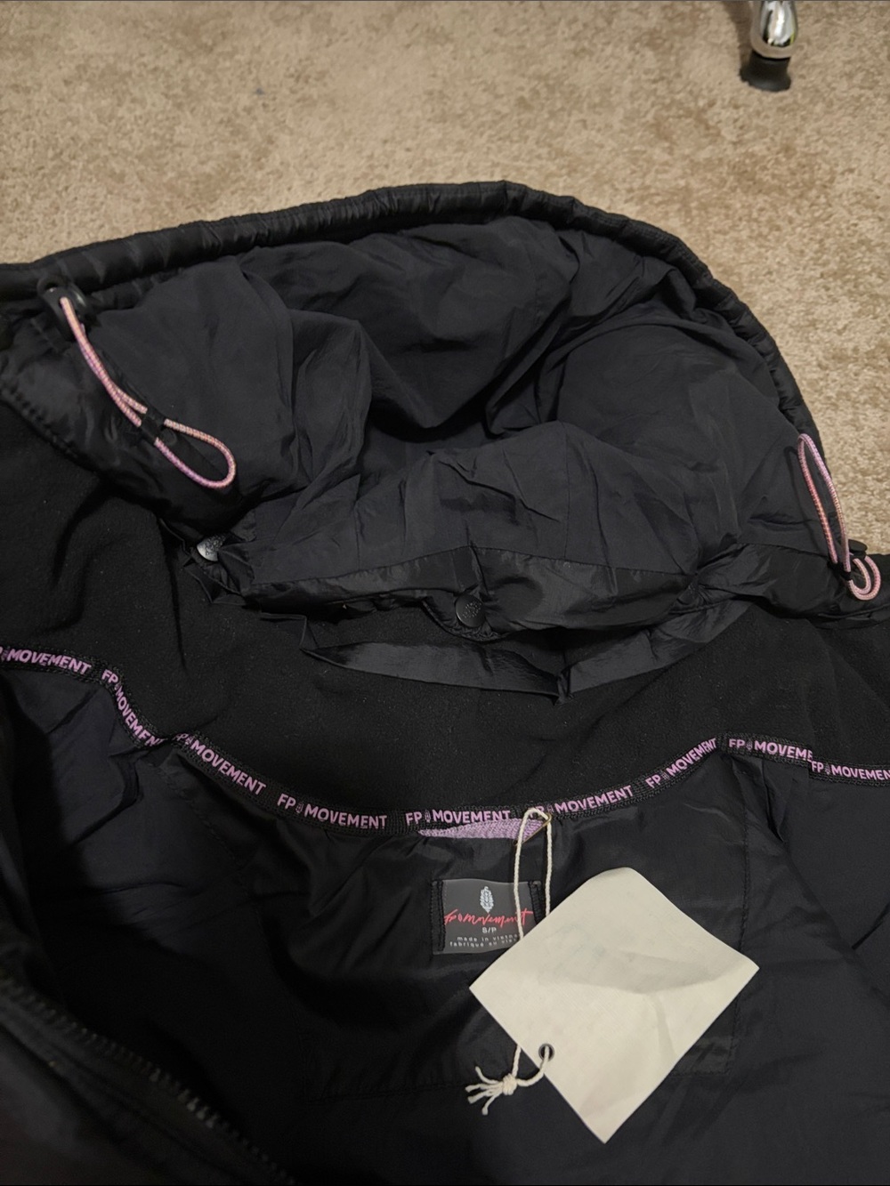 Oversized Free People Parker Poncho Black Hooded Puffer Vest NWT - Picture 6 of 10